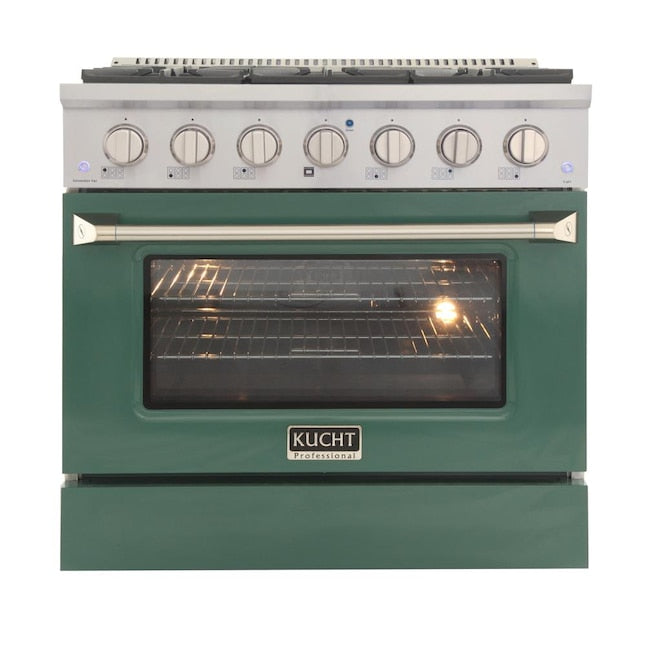 Kucht 36" Pro-Style Propane Gas Dual Fuel Range with 4 Burners in Green, KDF362/LP-G