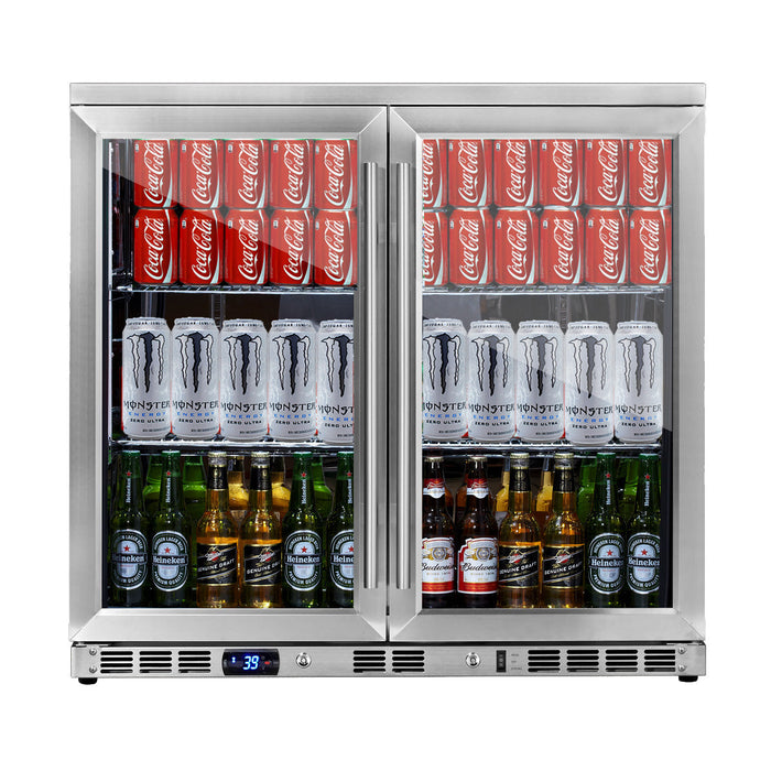KingsBottle 36 Inch Heating Glass 2 Door Built In Beverage Fridge