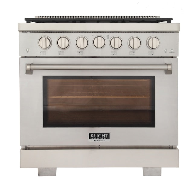 Kucht Professional 36" 5.2 cu. ft. Propane Gas Range in Stainless Steel with True Simmer Burners, KFX3600X/LP-S
