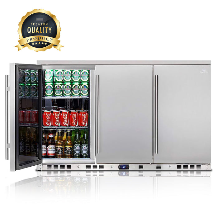 KingsBottle 53 Inch Solid 3-Door Outdoor Beverage Drinks Cooler