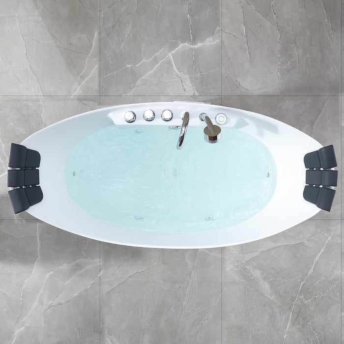 59" Freestanding Boat-shaped Whirlpool Bathtub with Center Drain - EMPV-59AIS11