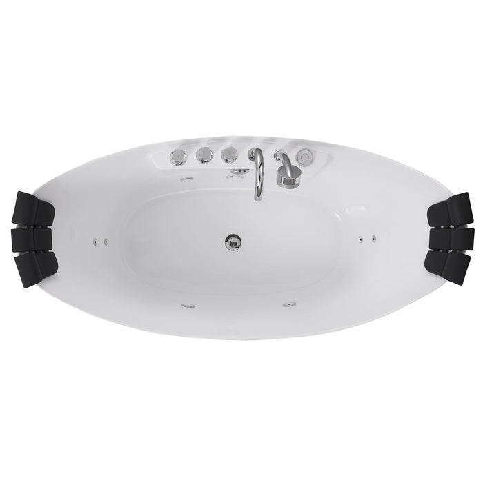 59" Freestanding Boat-shaped Whirlpool Bathtub with Center Drain - EMPV-59AIS11