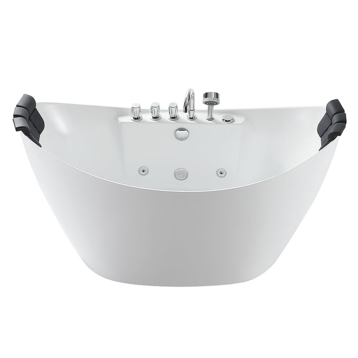 59" Freestanding Boat-shaped Whirlpool Bathtub with Center Drain - EMPV-59AIS11