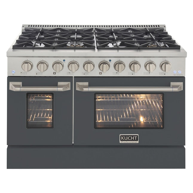 Kucht 48" Pro-Style Propane Gas Dual Fuel Range with 4 Burners in Gray, KDF482/LP-GR