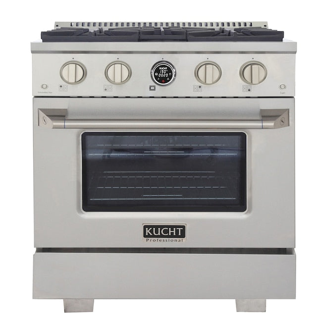 Kucht 30" 4.2 cu. ft. 4 Burner Natural Gas Dual Fuel Range in Stainless Steel with Digital Thermostat - KXP30-SS