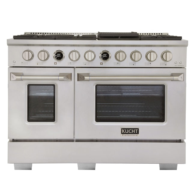 Kucht 48" 6.7 cu. ft. 8 Burner Propane Gas Dual Fuel Range in Stainless Steel with Digital Thermostat - KXP48-SS/LP