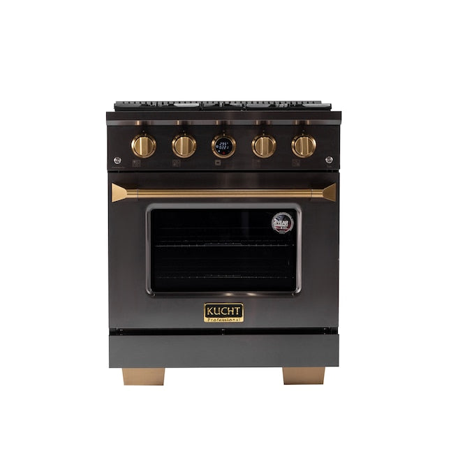 Kucht 30" 4.2 cu. ft. 4 Burner Natural Gas Dual Fuel Range in Titanium Stainless Steel with Digital Thermostat - KXD30
