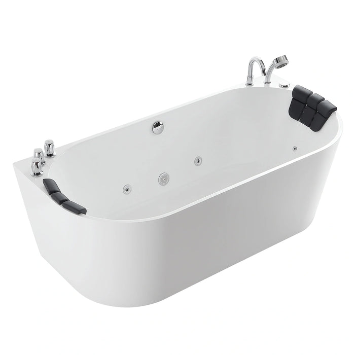 67" Freestanding Hydro Massage Whirlpool Bathtub with Center Drain - EMPV-67AIS07