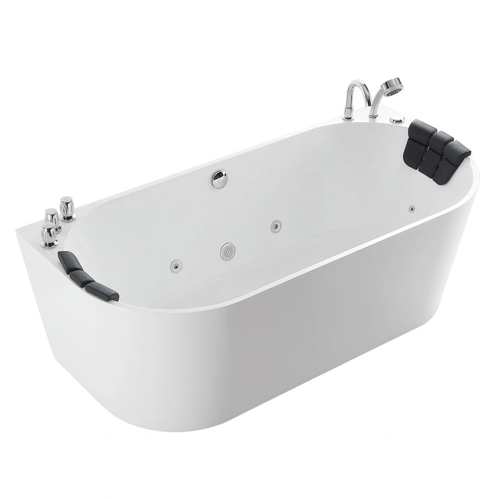 71" Freestanding Hydro Massage Whirlpool Bathtub with Center Drain - EMPV-71AIS08
