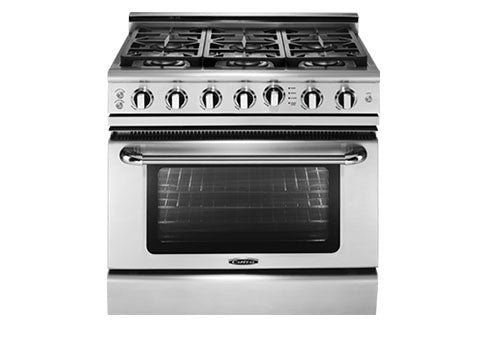 Capital Precision Series 36" 4 Sealed Burners White Freestanding Natural Gas Range With 12" Thermo-Griddle and 4.9 Cu.Ft. Manual Clean Oven (MCR364G)