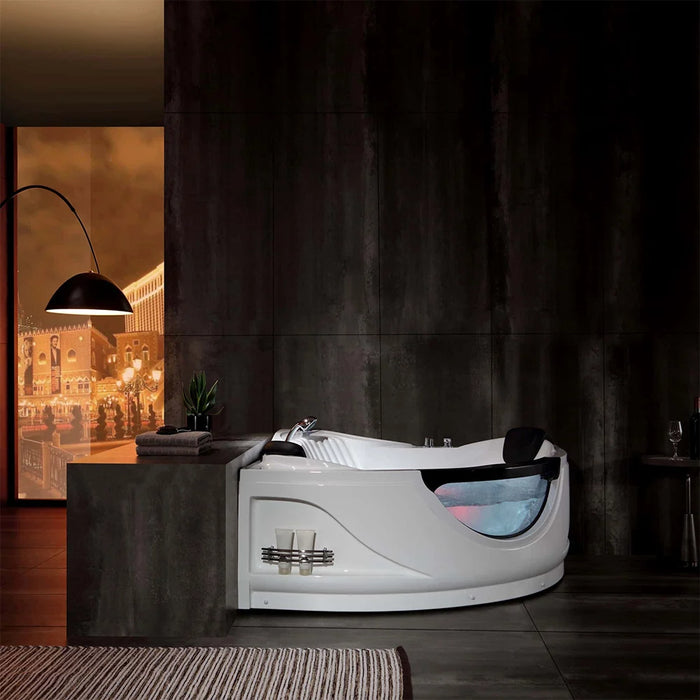 59" Alcove Whirlpool Inline Heater LED Tub with Left Drain - EMPV-59JT319LED