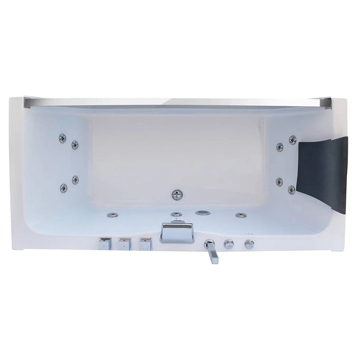 59" Alcove LED Whirlpool Bathtub with Center Drain - EMPV-59JT408LED