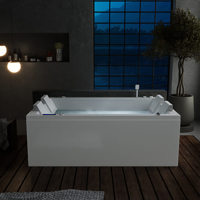 71 in. Freestanding Combination Massage 2-Person LED Tub With Center Drain - EMPV-71JT801