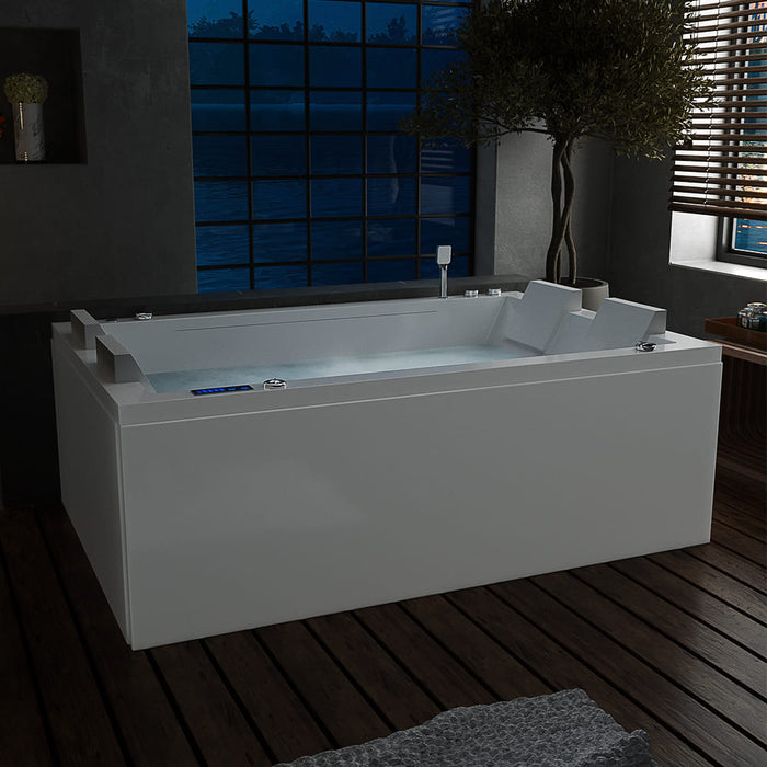71 in. Freestanding Combination Massage 2-Person LED Tub With Center Drain - EMPV-71JT801