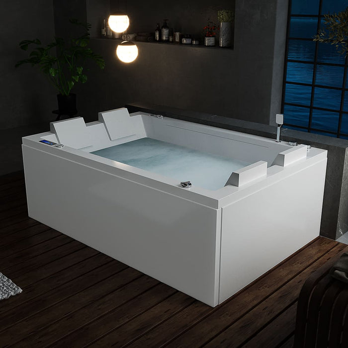 71 in. Freestanding Combination Massage 2-Person LED Tub With Center Drain - EMPV-71JT801