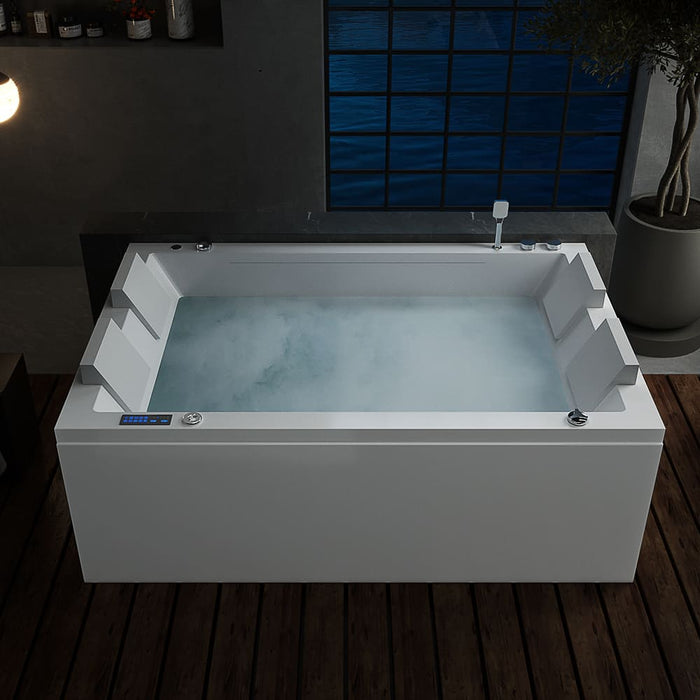 71 in. Freestanding Combination Massage 2-Person LED Tub With Center Drain - EMPV-71JT801
