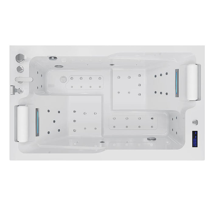 71 in. Alcove Massage Inline Heater 2-Person LED Tub With Left Drain - EMPV-71JT802