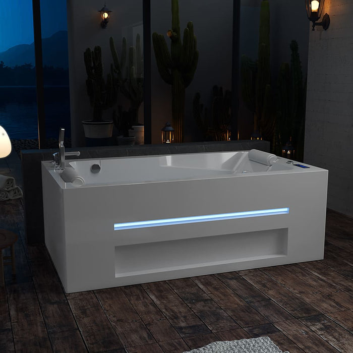 71 in. Alcove Massage Inline Heater 2-Person LED Tub With Left Drain - EMPV-71JT802