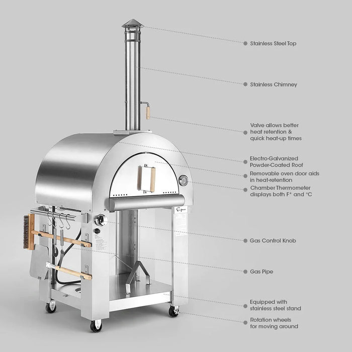 Empava Outdoor Wood Fired and Gas Pizza Oven - EMPV-PG03