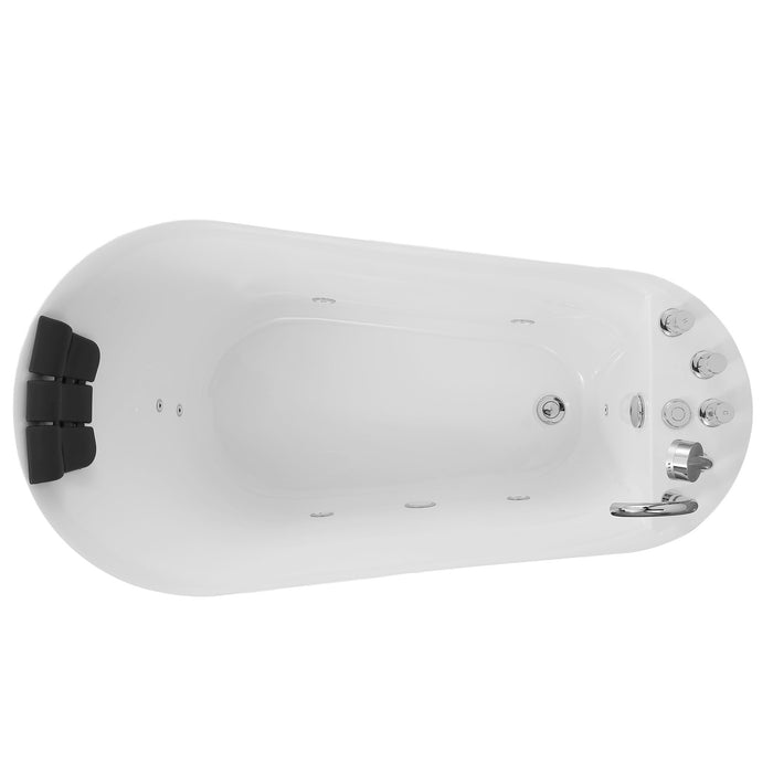 59" Acrylic Freestanding Whirlpool Tub with Reversible Drain - EMPV-59AIS04
