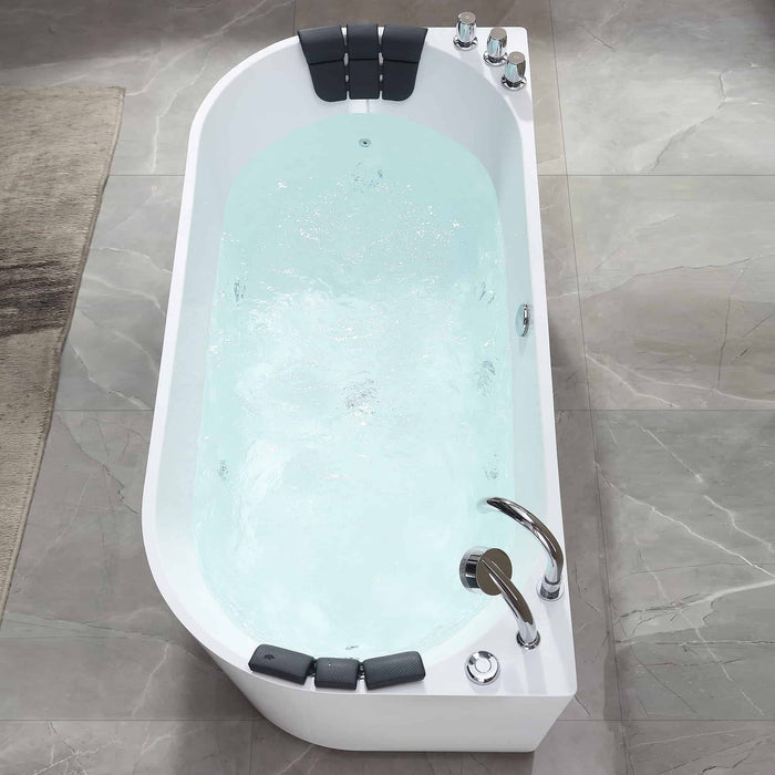 67" Freestanding Hydro Massage Whirlpool Bathtub with Center Drain - EMPV-67AIS07