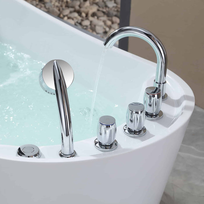 67" Freestanding Whirlpool Tub with Faucet and Reversible Drain - EMPV-67AIS09