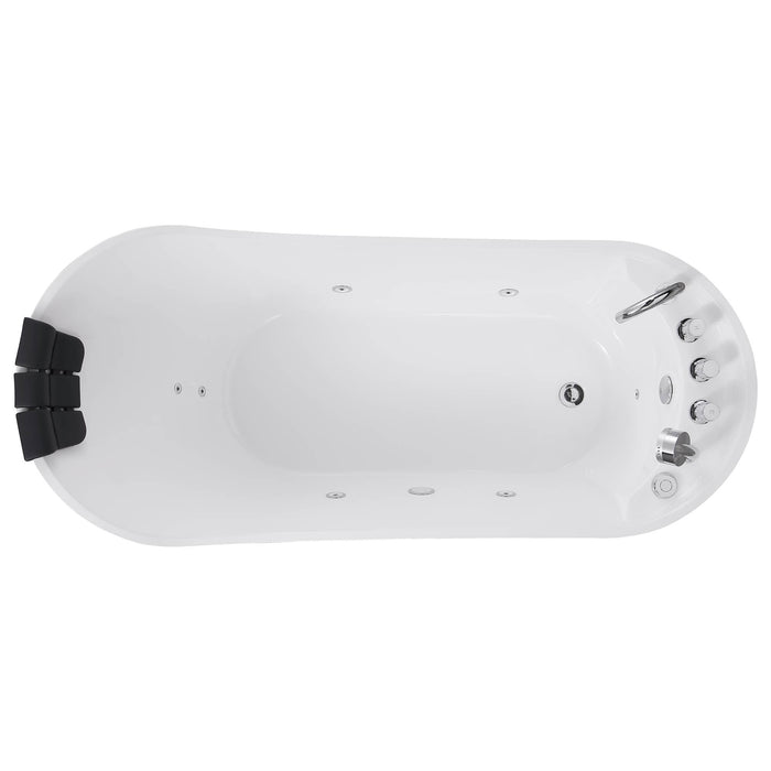 67" Freestanding Whirlpool Tub with Faucet and Reversible Drain - EMPV-67AIS09