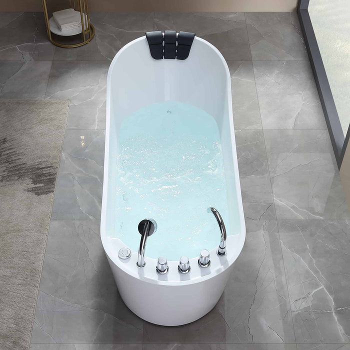 67" Freestanding Whirlpool Tub with Faucet and Reversible Drain - EMPV-67AIS09