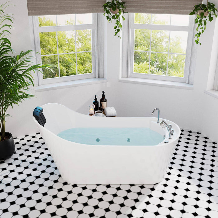 67" Freestanding Whirlpool Tub with Faucet and Reversible Drain - EMPV-67AIS09