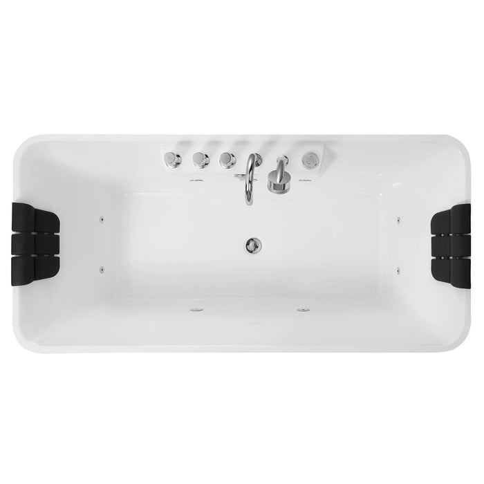 67" Freestanding Rectangle Whirlpool Bathtub with Center Drain - EMPV-67AIS16