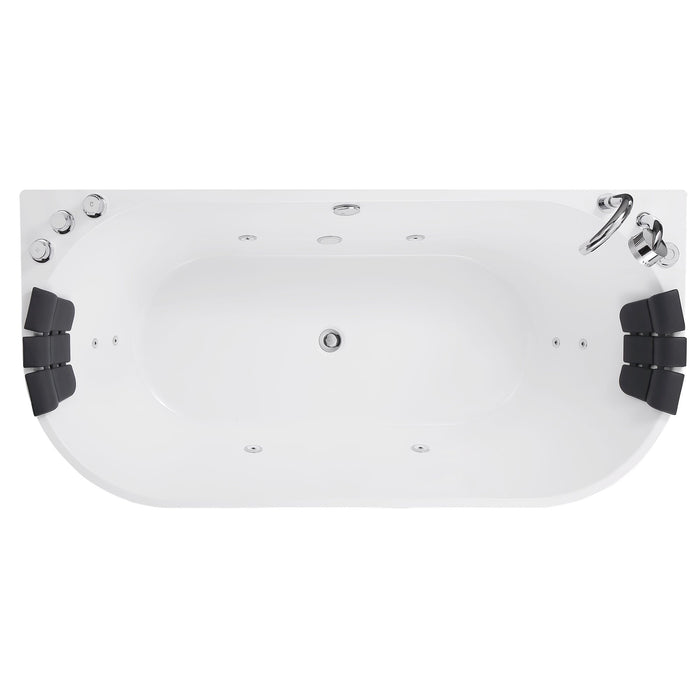 71" Freestanding Hydro Massage Whirlpool Bathtub with Center Drain - EMPV-71AIS08