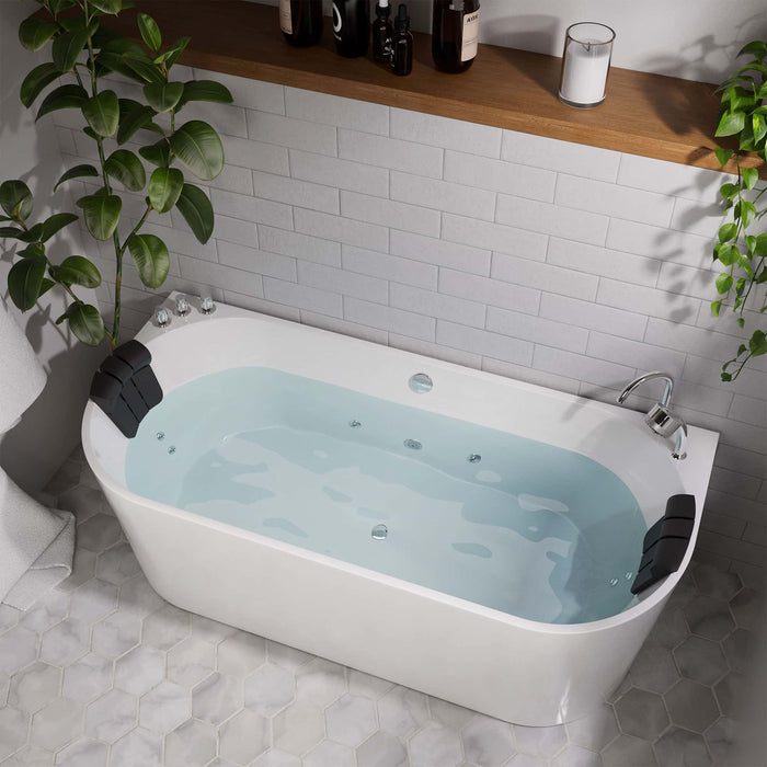 71" Freestanding Hydro Massage Whirlpool Bathtub with Center Drain - EMPV-71AIS08