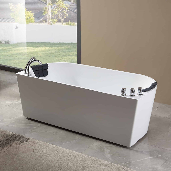 71" Freestanding Hydro Massage Whirlpool Bathtub with Center Drain - EMPV-71AIS08