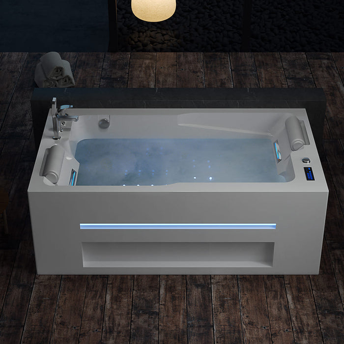 71 in. Alcove Massage Inline Heater 2-Person LED Tub With Left Drain - EMPV-71JT802