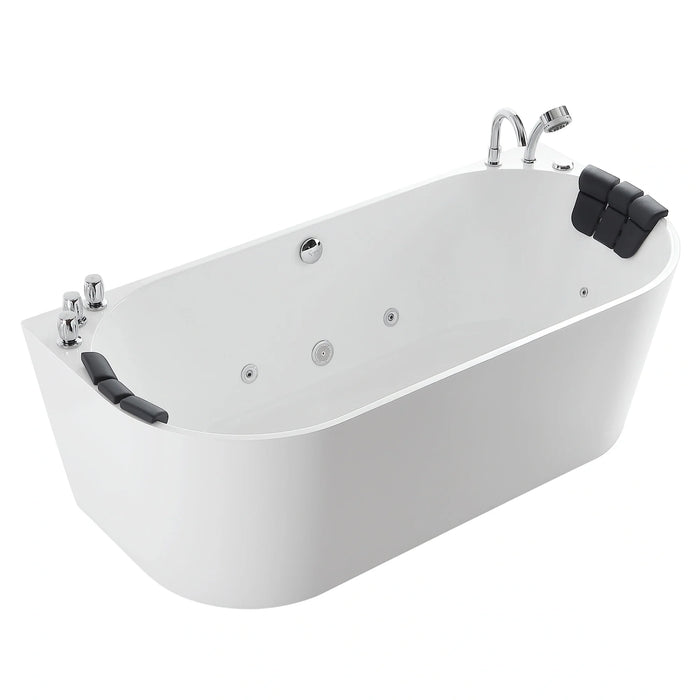 59" Freestanding Hydro Massage Whirlpool Bathtub with Center Drain - EMPV-59AIS06