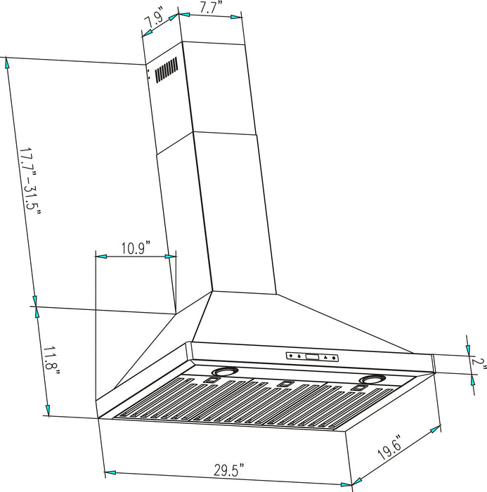 Empava 30 in. 380 CFM Wall Mount Range Hood - EMPV-30RH03