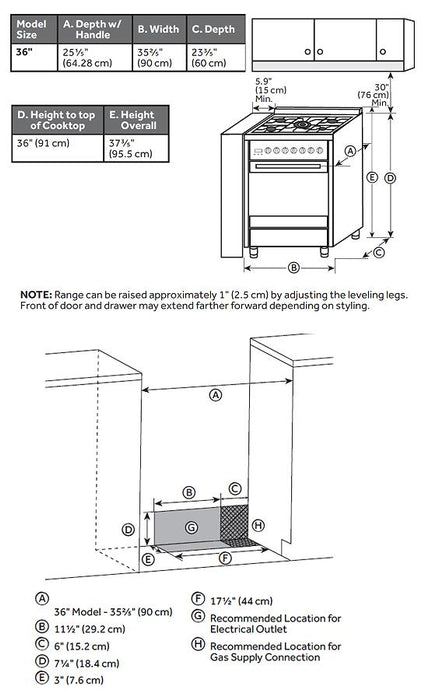 Empava 36 Inch Freestanding Range Gas Cooktop And Oven - EMPV-36GR12