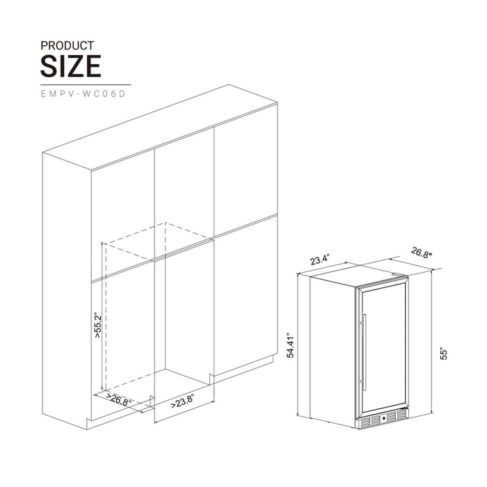 Empava 55" Tall Dual Zone 100 Bottle Wine Fridge - EMPV-WC06D