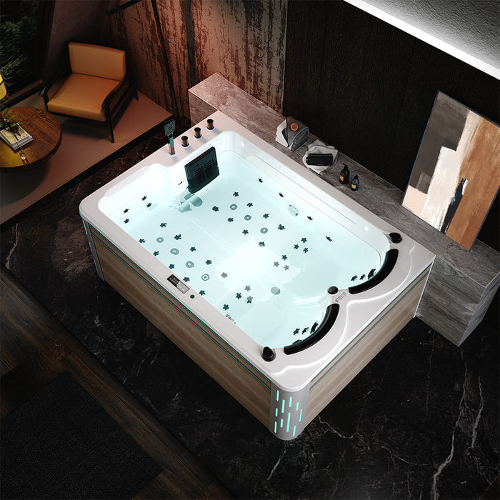 75 in. Freestanding Luxury Thermostatic 2-Person Rectangle LED Tub With Right Drain - EMPV-75JT901