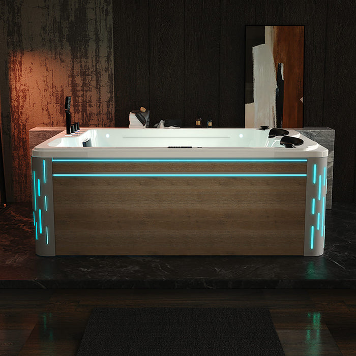 75 in. Freestanding Luxury Thermostatic 2-Person Rectangle LED Tub With Right Drain - EMPV-75JT901