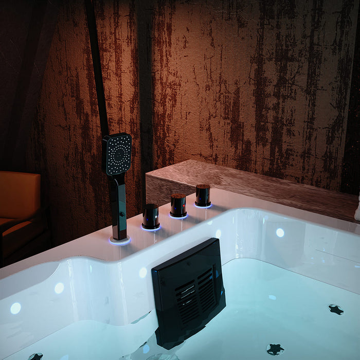 75 in. Freestanding Luxury Thermostatic 2-Person Rectangle LED Tub With Right Drain - EMPV-75JT901