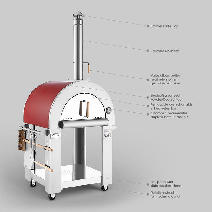 Empava Outdoor Wood Fired Pizza Oven With Side Table - EMPV-PG05