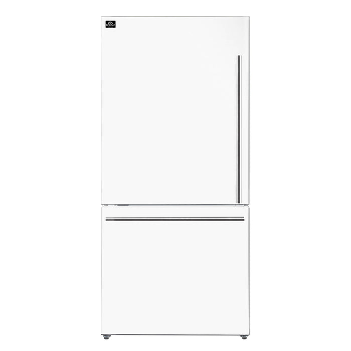 Forno Espresso 31" 17.2 Cu. Ft. Refrigerator and Bottom Freezer with Ice Maker in White and Silver Handles, FFFFD1786-31WHT