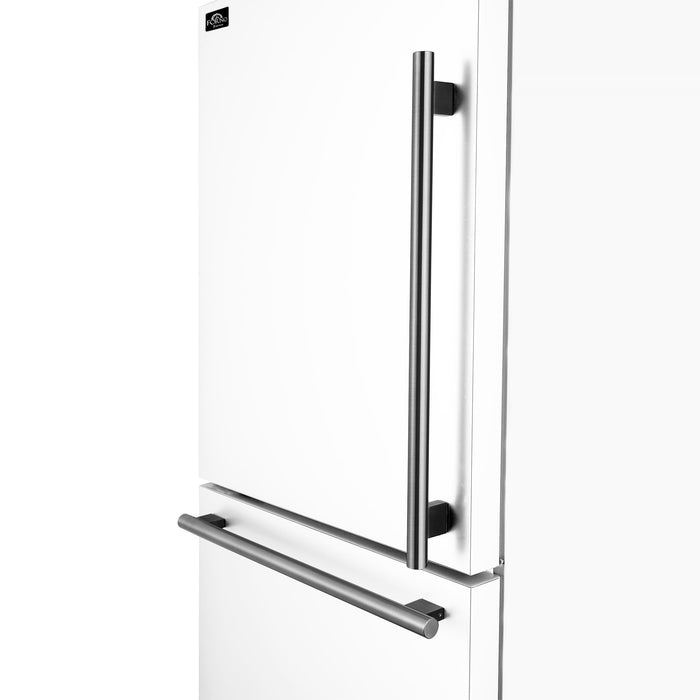 Forno Espresso 31" 17.2 Cu. Ft. Refrigerator and Bottom Freezer with Ice Maker in White and Silver Handles, FFFFD1786-31WHT