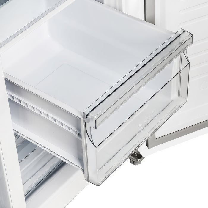 Forno Espresso 33" 15.6 cu. ft. Refrigerator in White with Antique Brass Handles, FFRBI1805-33WHT