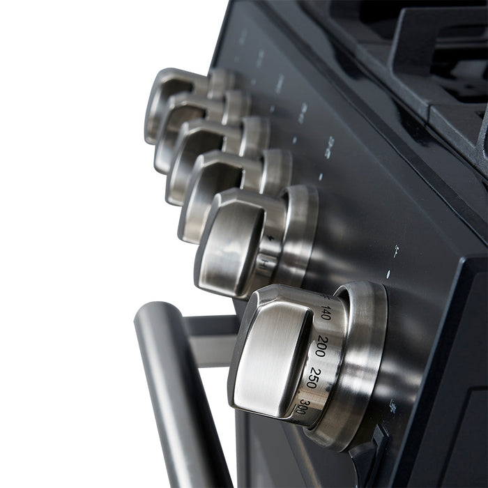 Forno Espresso 30” Gas Range in Black with Silver Handles, FFSGS1116-30BLK