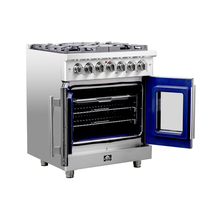 Forno 30″ Freestanding French Door Dual Fuel Range with 5 Burners, FFSGS6325-30