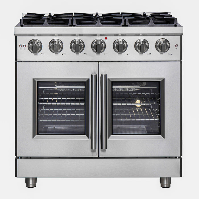 Forno 36″ Freestanding French Door Gas Range with 6 Burners, FFSGS6439-36