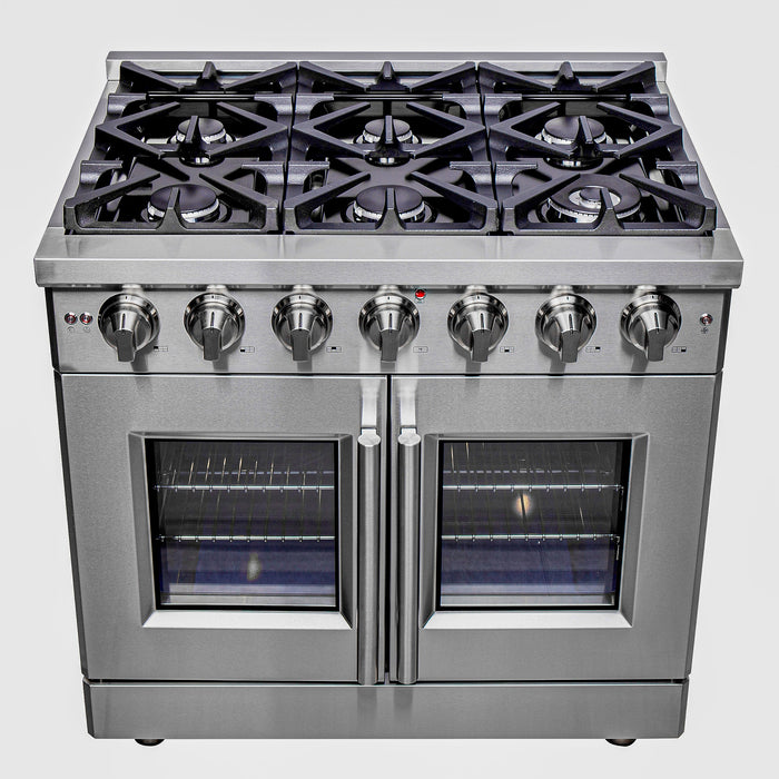 Forno 36″ Freestanding French Door Gas Range with 6 Burners, FFSGS6439-36