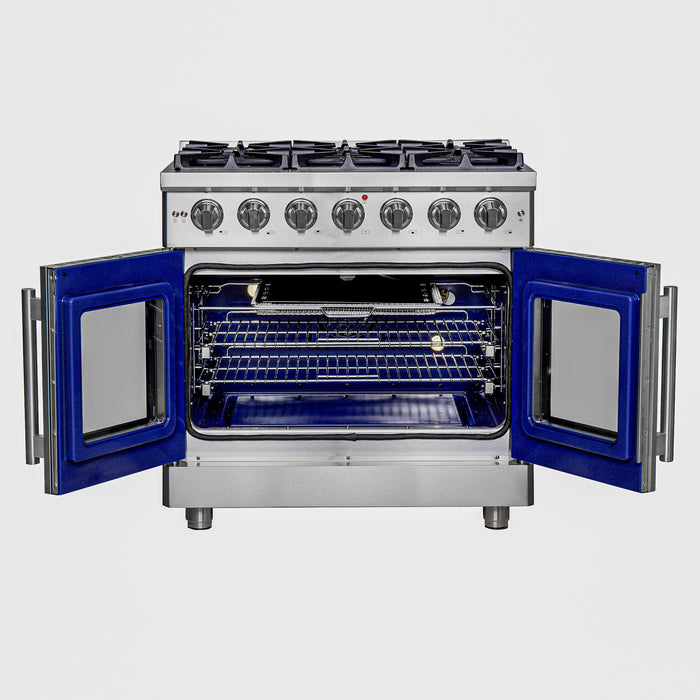 Forno 36″ Freestanding French Door Gas Range with 6 Burners, FFSGS6439-36